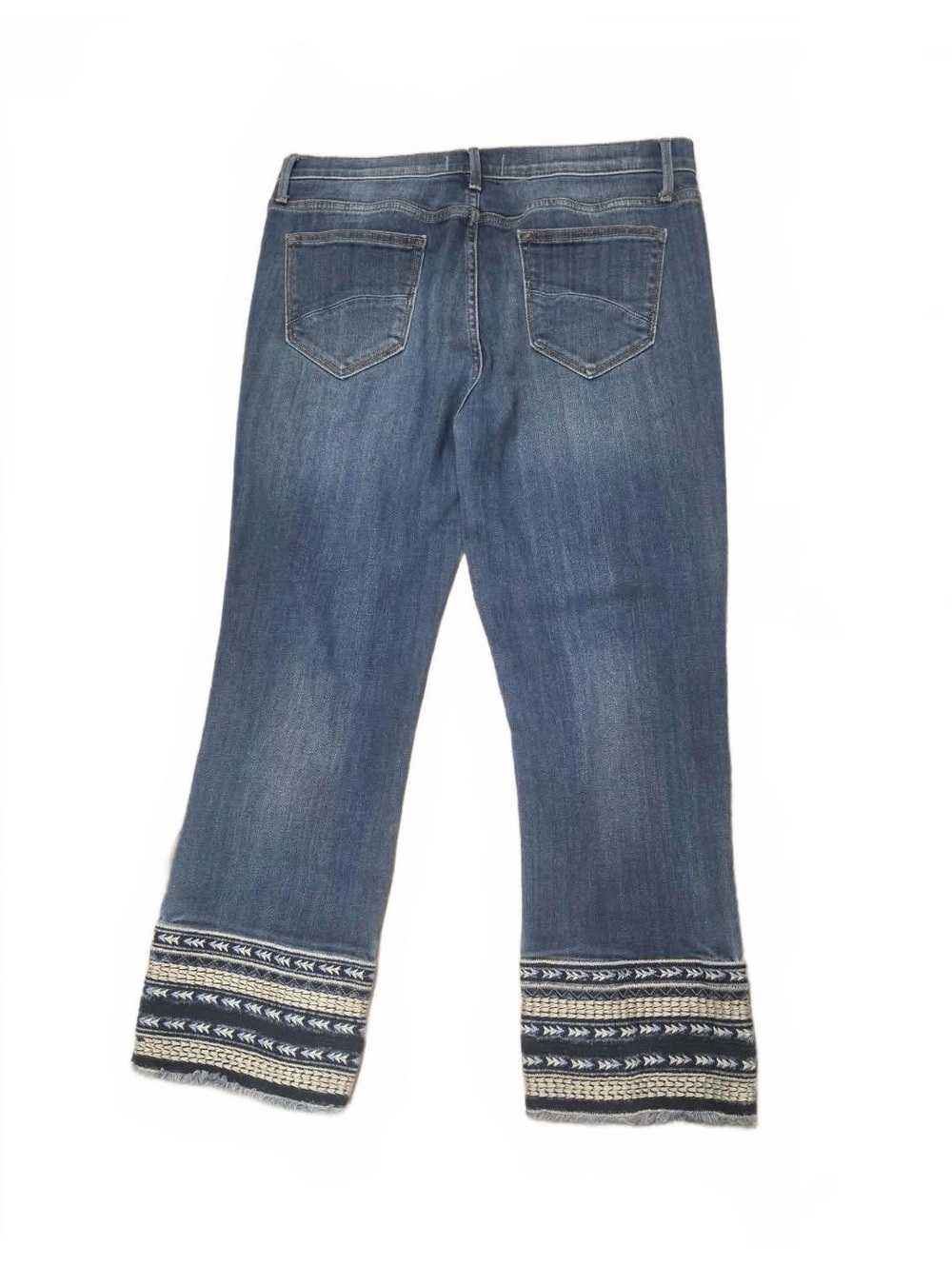 Driftwood Alette Blue Denim Cropped Jeans with Embroidered Cuffs - Picture 3 of 6